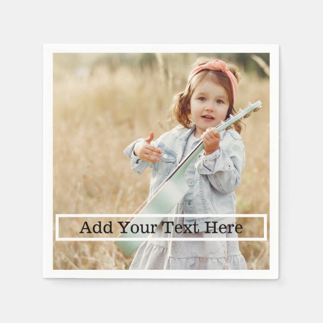 Custom Photo With Text Napkins (Front)