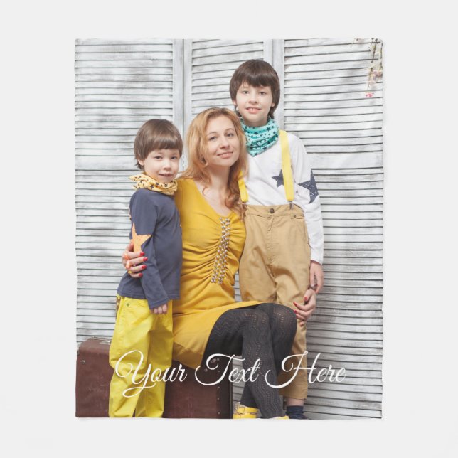 Custom Photo with Text Personalized Design Gift  Fleece Blanket (Front)
