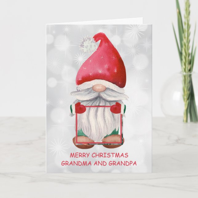 Custom Photo With Watercolor Gnome  Card (Front)