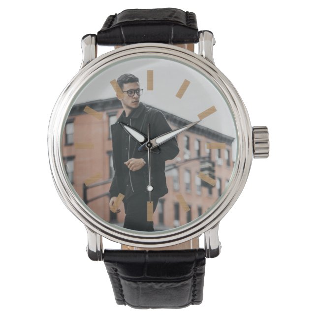 Custom Photo With Wooden Marker Inside Picture Watch (Front)