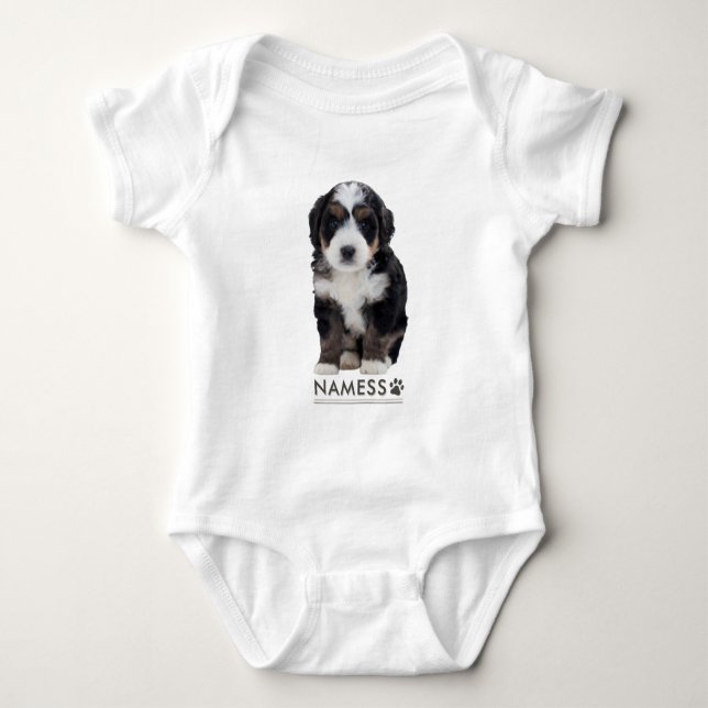 Custom Photo With Your Pet Dog Name Picture On Baby Bodysuit (Front)