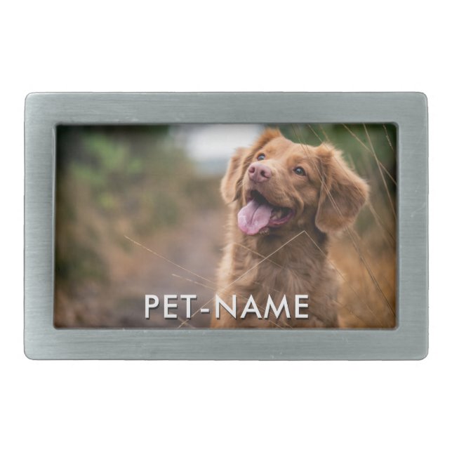 Custom Photo With Your Pet Dog Name Picture On Belt Buckle (Front)