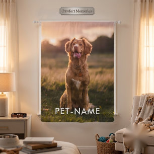 Custom Photo With Your Pet Dog Name Picture On Blackout Curtains