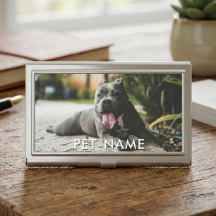 Custom Photo With Your Pet Dog Name Picture On Business Card Case