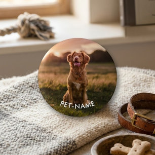 Custom Photo With Your Pet Dog Name Picture On Button