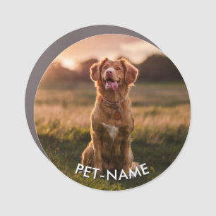 Custom Photo With Your Pet Dog Name Picture On Car Magnet