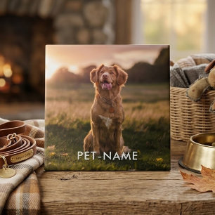 Custom Photo With Your Pet Dog Name Picture On Ceramic Tile