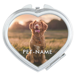 Custom Photo With Your Pet Dog Name Picture On Compact Mirror