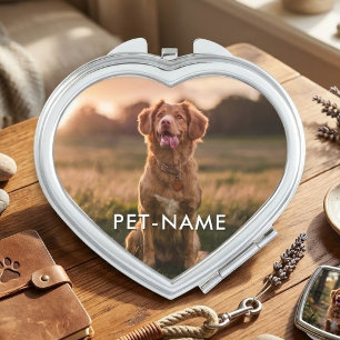 Custom Photo With Your Pet Dog Name Picture On Compact Mirror