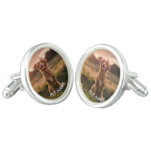 Custom Photo With Your Pet Dog Name Picture On Cufflinks