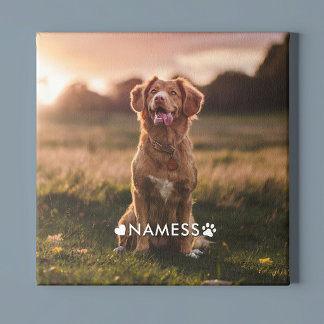Custom Photo With Your Pet Dog Name Picture On Gallery Wrap