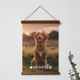 Custom Photo With Your Pet Dog Name Picture On Hanging Tapestry