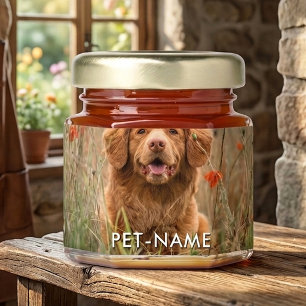 Custom Photo With Your Pet Dog Name Picture On Honey Jar Favors