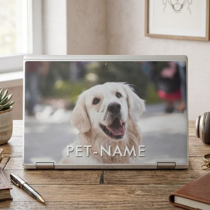 Custom Photo With Your Pet Dog Name Picture On HP Laptop Skin