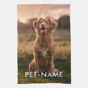 Custom Photo With Your Pet Dog Name Picture On Kitchen Towel
