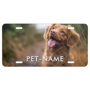 Custom Photo With Your Pet Dog Name Picture On License Plate