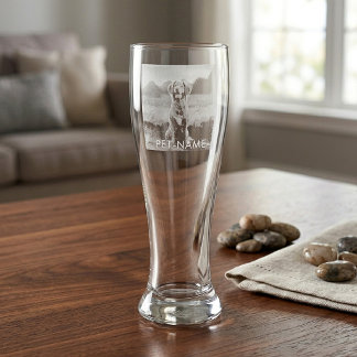 Custom Photo With Your Pet Dog Name Picture On Pilsner Glass