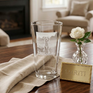 Custom Photo With Your Pet Dog Name Picture On Pint Glass