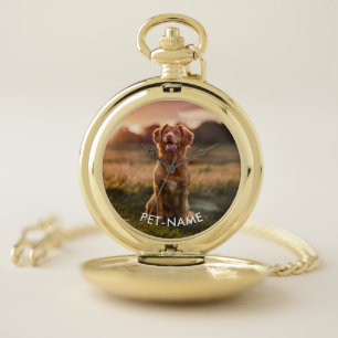 Custom Photo With Your Pet Dog Name Picture On Pocket Watch
