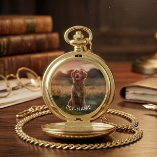 Custom Photo With Your Pet Dog Name Picture On Pocket Watch