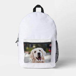 Custom Photo With Your Pet Dog Name Picture On Printed Backpack