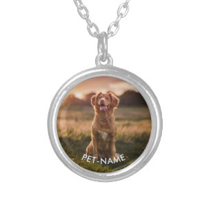 Custom Photo With Your Pet Dog Name Picture On Silver Plated Necklace