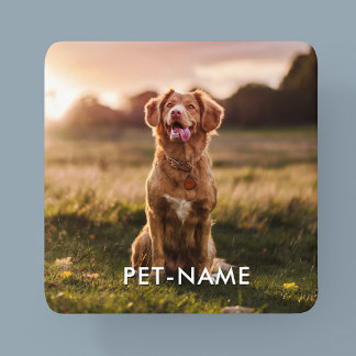 Custom Photo With Your Pet Dog Name Picture On Square Paper Coaster
