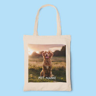 Custom Photo With Your Pet Dog Name Picture On Tote Bag