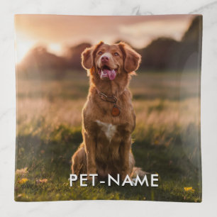 Custom Photo With Your Pet Dog Name Picture On Trinket Tray