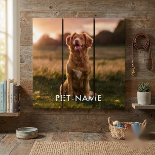 Custom Photo With Your Pet Dog Name Picture On Triptych