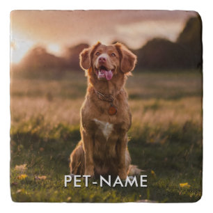 Custom Photo With Your Pet Dog Name Picture On Trivet
