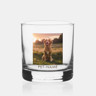 Custom Photo With Your Pet Dog Name Picture On Whiskey Glass