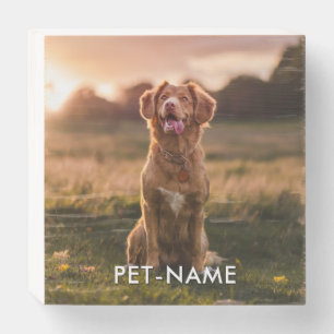 Custom Photo With Your Pet Dog Name Picture On Wooden Box Sign