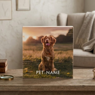 Custom Photo With Your Pet Dog Name Picture On Wooden Box Sign