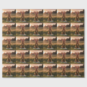 Custom Photo With Your Pet Dog Name Picture On Wrapping Paper