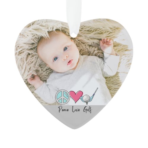 Custom Photo Woman Grandma Mom Peace Love Golf  Ornament
