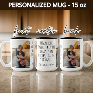 Custom Photo & Words Mug, Gift for Her & Him Two-Tone Coffee Mug