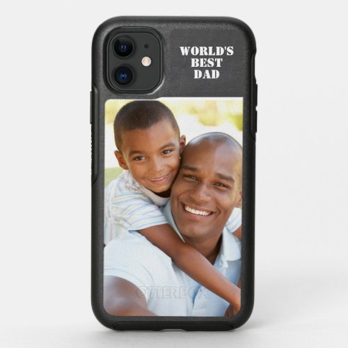 Custom Photo Worlds Best Dad Modern Gray OtterBox Symmetry iPhone 11 Case