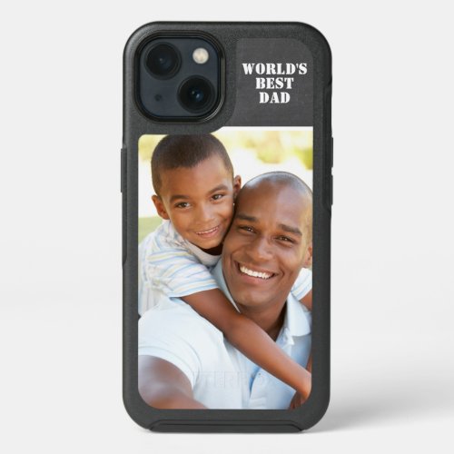 Custom Photo Worlds Best Dad Modern Gray iPhone 13 Case