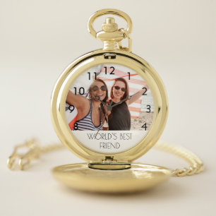 Custom photo world's best friend text pocket watch
