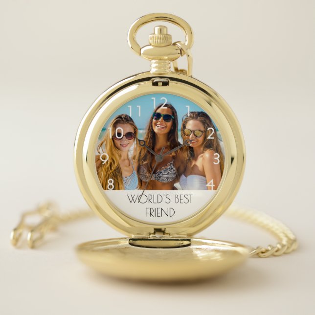 Custom photo world's best friend text pocket watch (Inside)