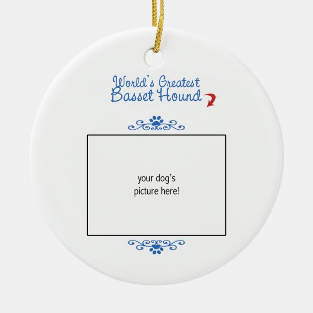 Custom Photo! Worlds Greatest Basset Hound Ceramic Ornament (Front)