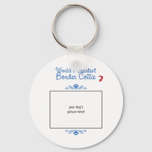 Custom Photo! Worlds Greatest Border Collie Keychain (Front)