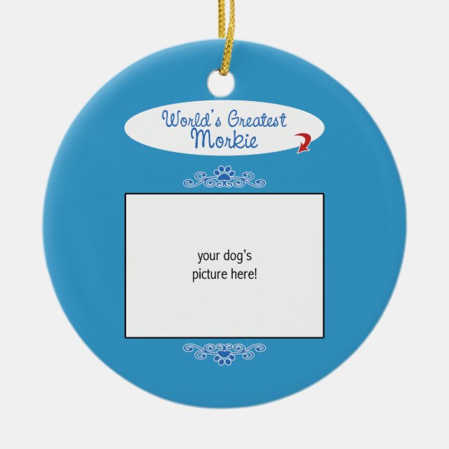 Custom Photo! Worlds Greatest Morkie Ceramic Ornament (Front)