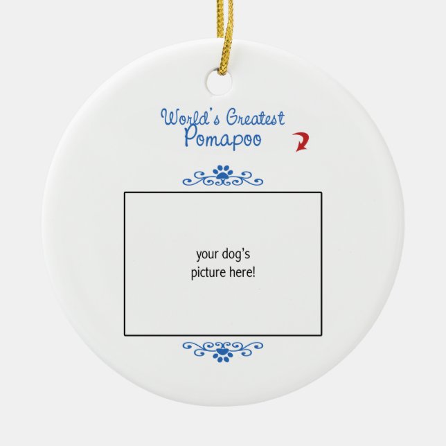 Custom Photo! Worlds Greatest Pomapoo Ceramic Ornament (Front)