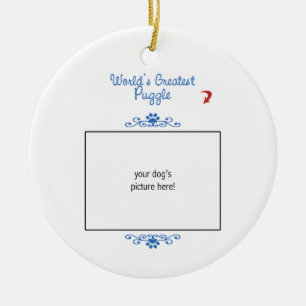 Custom Photo! Worlds Greatest Puggle Ceramic Ornament