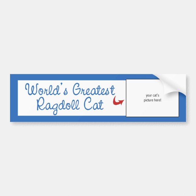 Custom Photo! Worlds Greatest Ragdoll Cat Bumper Sticker (Front)