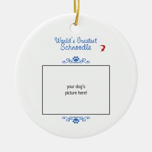 Custom Photo! Worlds Greatest Schnoodle Ceramic Ornament (Front)
