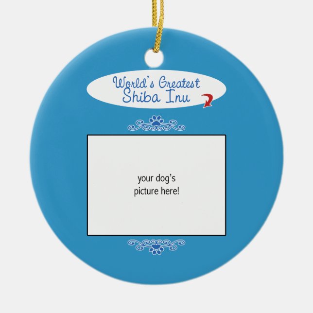 Custom Photo! Worlds Greatest Shiba Inu Ceramic Ornament (Front)
