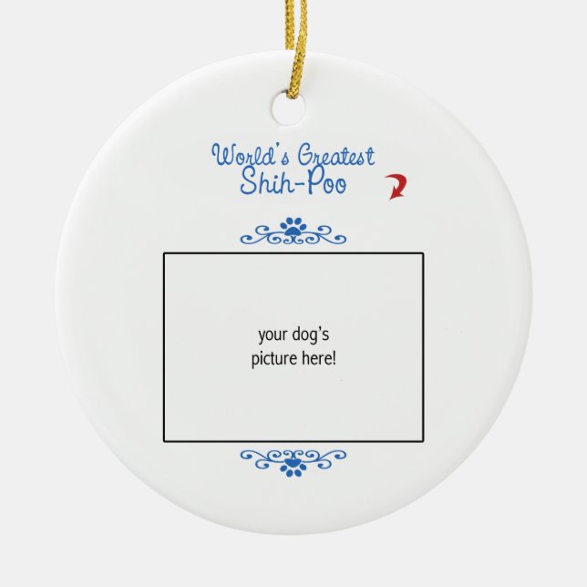 Custom Photo! Worlds Greatest Shih-Poo Ceramic Ornament (Front)